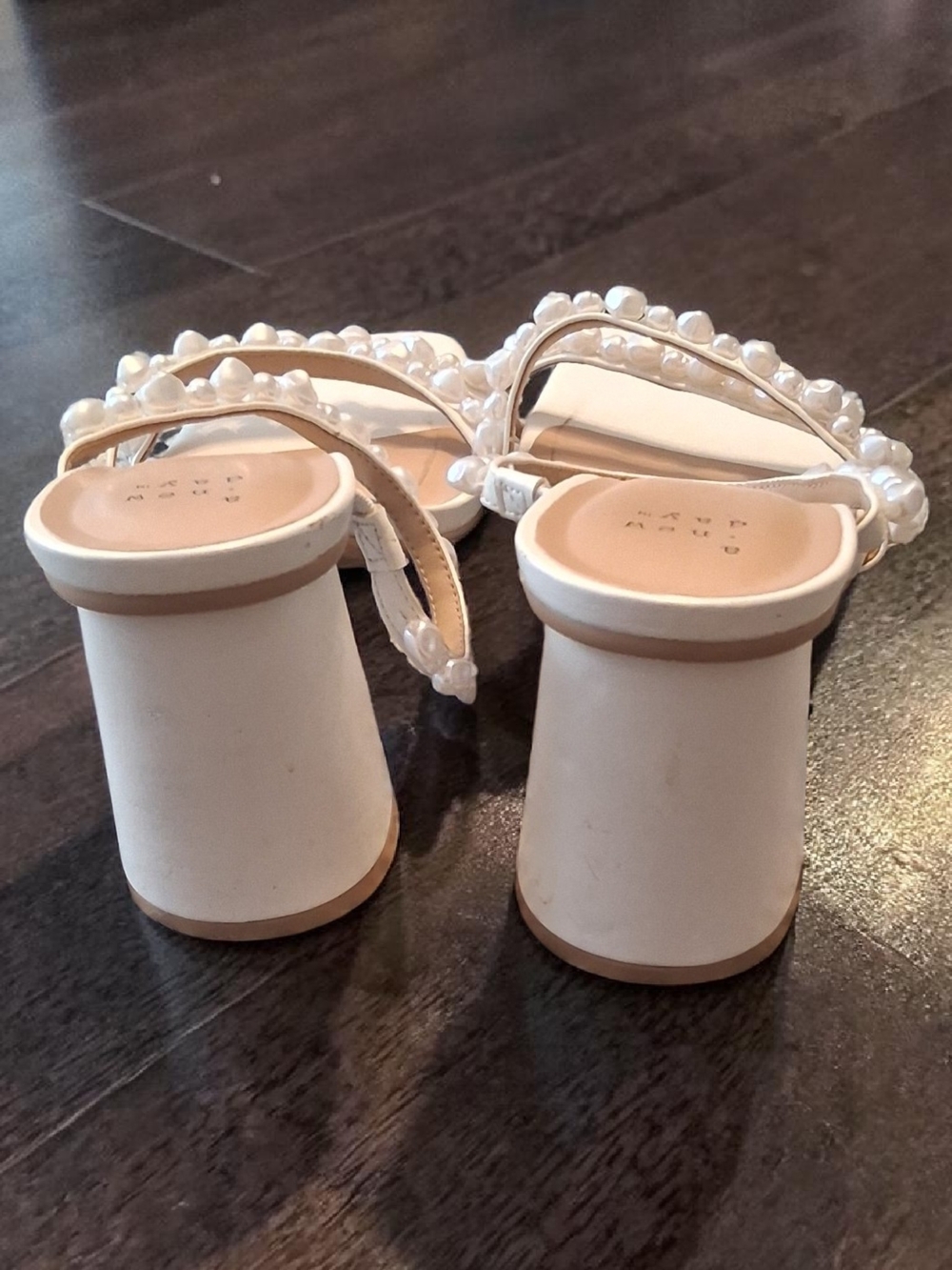 a new day Pearl-Embellished White Block Heel Sandals - Picture 6 of 8